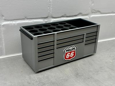 Phillips66 inspired oil Toolbox desk organizer pen
