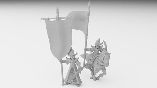 Dark Elf Battle Standard Bearer Miniatures (32mm, modular)