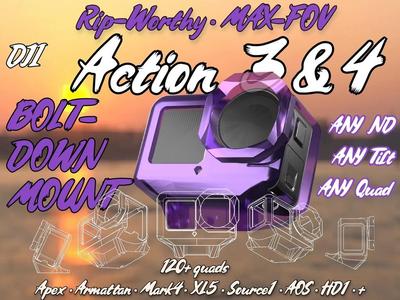 FPV Mount for Action 3, 4, 5, DJI TPU Drone Mounts, Max FOV