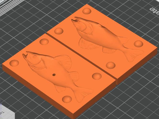 Fish mold for silicone (with fill hole)