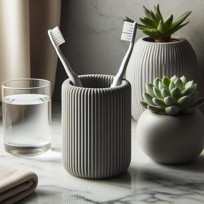 Modern Ribbed Toothbrush & Toothpaste Holder