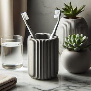 Modern Ribbed Toothbrush & Toothpaste Holder