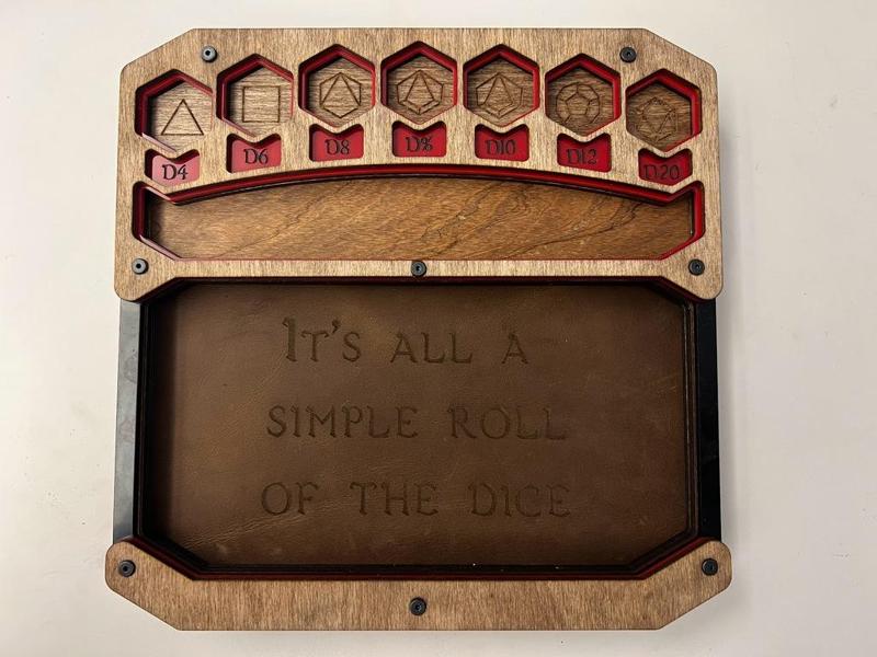 Dice Tray - Laser Cut - 7 piece set Polyhedral Dice