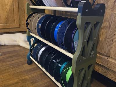 Rolling spool storage cart