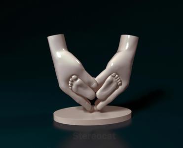 Babys legs in parental hands