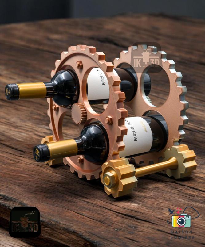 Steampunk Gears Wine Rack / Easy Print