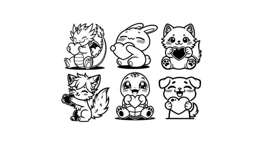 Leather Stamps 75mm Cute Love Animals #1 for Valentine's Day