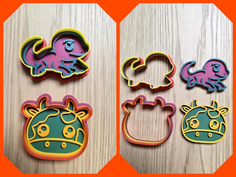 Gecko Cow Bull Cookie Cutter Playdoh Stamp