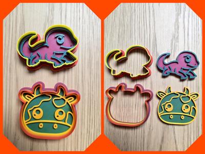 Gecko Cow Bull Cookie Cutter Playdoh Stamp