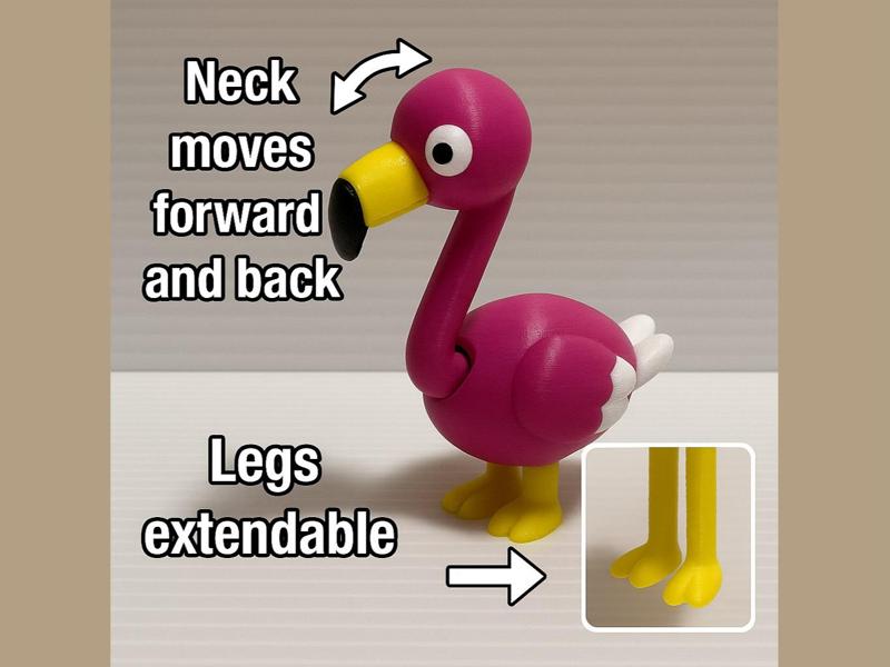 Clay-style flamingo (movable parts)