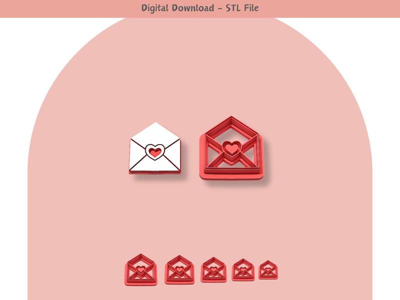 Valentine Love Letter Clay Cutter for Polymer Clay | Digital STL File | Clay Tools | 5 Sizes