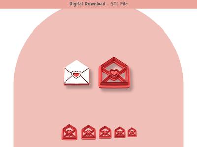 Valentine Love Letter Clay Cutter for Polymer Clay | Digital STL File | Clay Tools | 5 Sizes