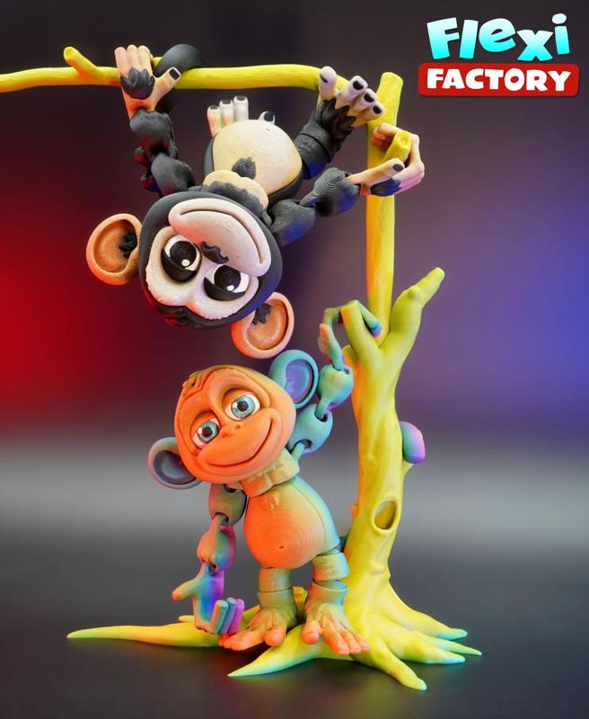 Flexi Factory Monkey with Banana, Tree and 3MF File Included!