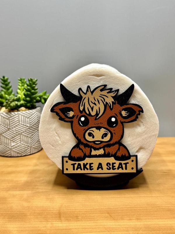 Highland Cow Toilet Roll Holder 