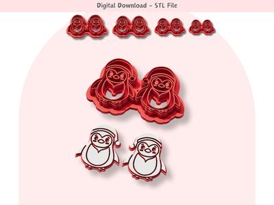 Christmas Penguin Clay Cutter for Polymer Clay | Digital STL File | Clay Tools | 4 Sizes Christmas C