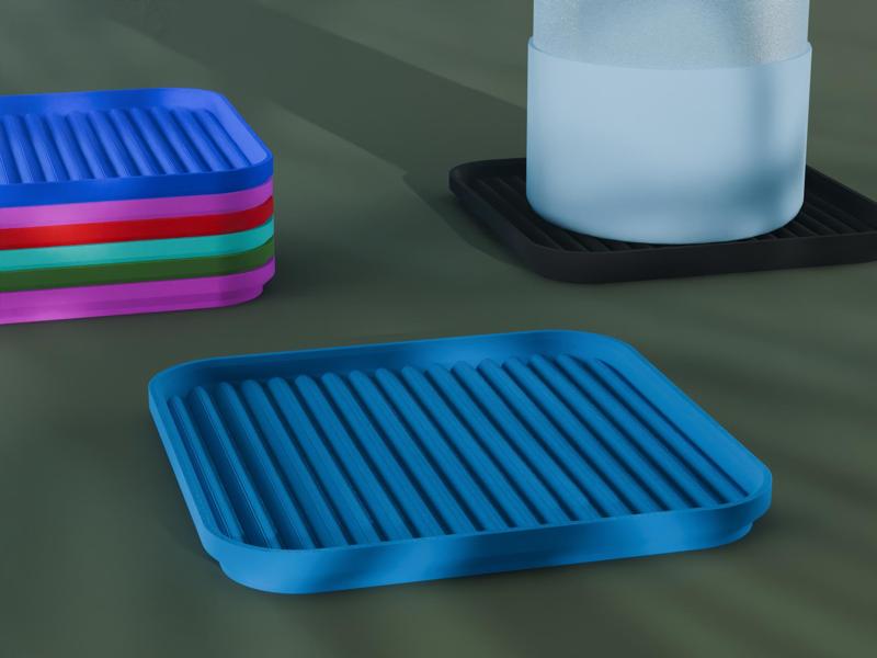 Stackable Scalloped Square Coaster Set 3D Print STL File | 3 Sizes 