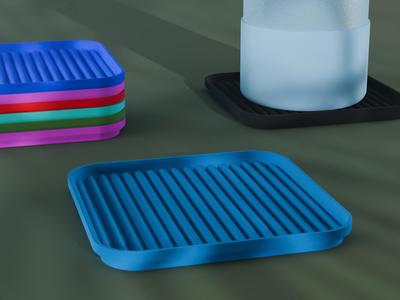 Stackable Scalloped Square Coaster Set 3D Print STL File | 3 Sizes 