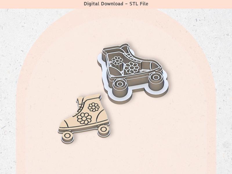 Retro Rollers Skates Clay Cutter for Polymer Clay | Digital STL File | Clay Tools | 5 Sizes