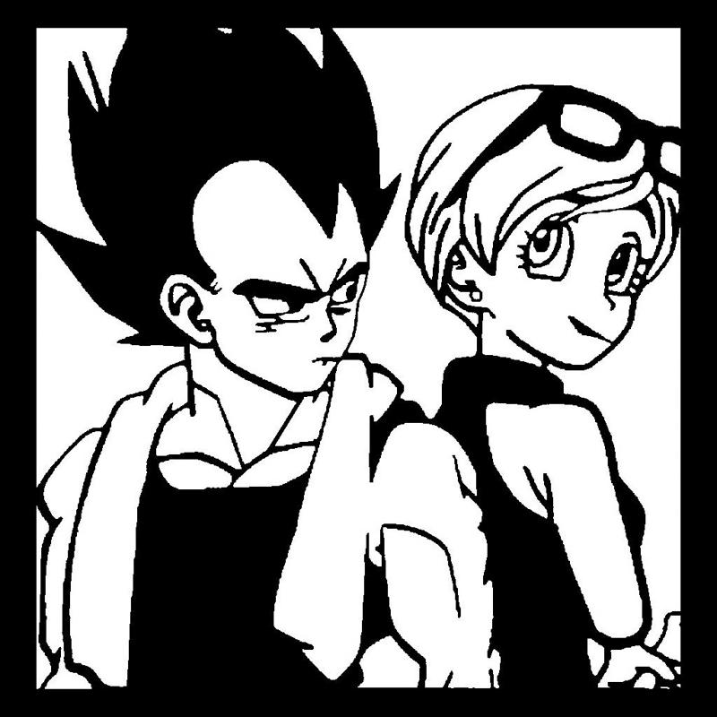 Bulma and Vegeta stencil