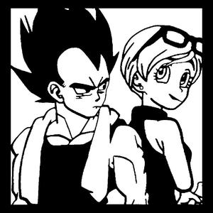 Bulma and Vegeta stencil