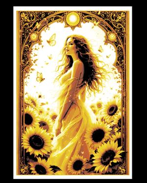Summertime walk in the field of sunflowers - Beauty in Yellow - Hueforge art