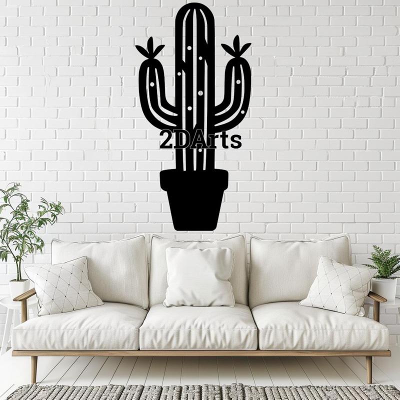 Cactus 2D Wall Art/Window Art STL & SVG File for 3D Printing and Laser Cutting