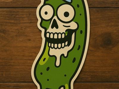 Pickle Rick Skull Wallart