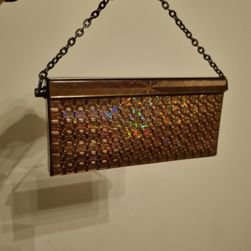 Polka Dot And Square Pattern Clutch Bag