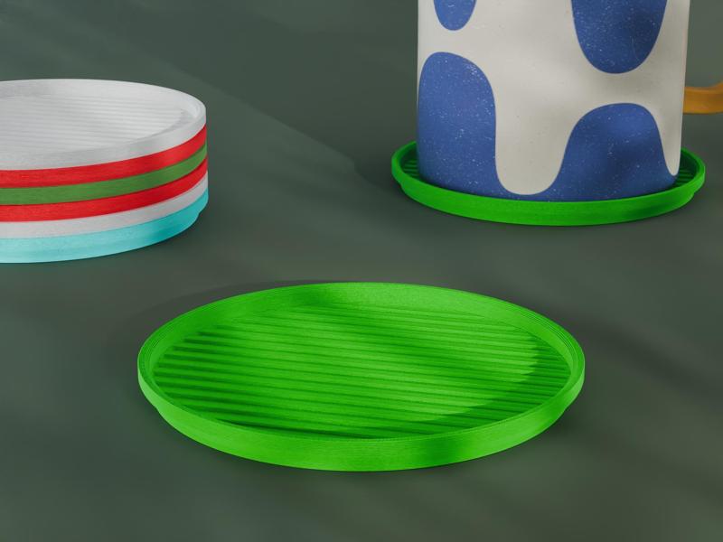 Stackable Striped Circle Coaster Set 3D Print STL File | 3 Sizes 