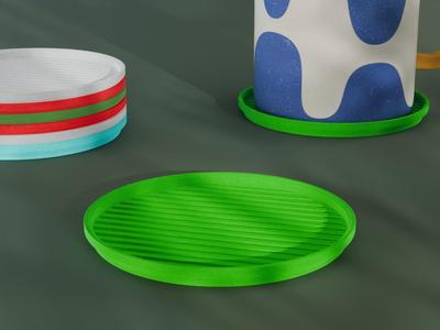Stackable Striped Circle Coaster Set 3D Print STL File | 3 Sizes 