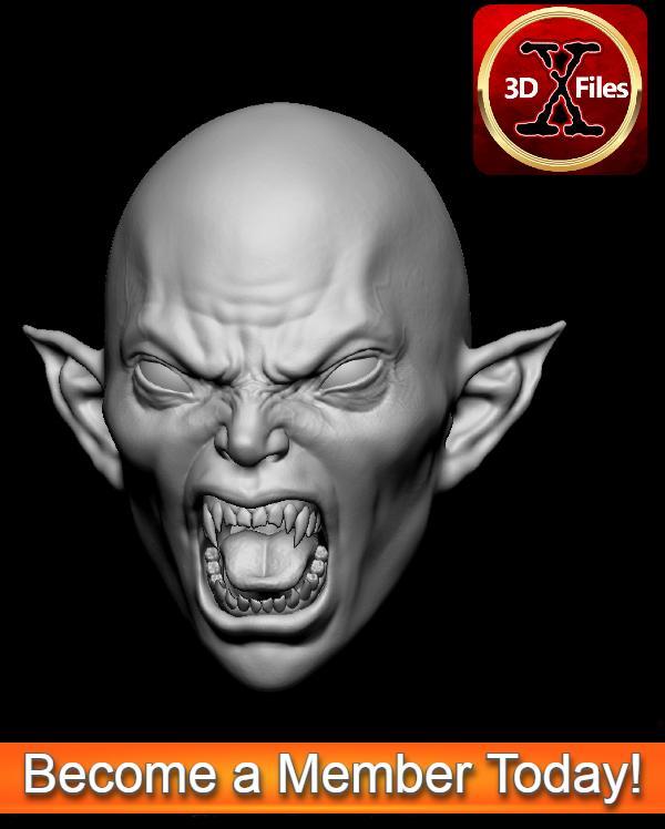 Female Vampire One Sixth Scale Action Figure Head Sculpt - 3D Print File STL