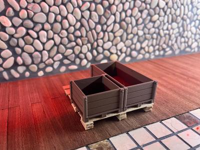 miniature box wood 1:18 for pallet & diorama