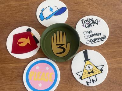 Gravity Falls Coaster Set / 4 colors / Coffee