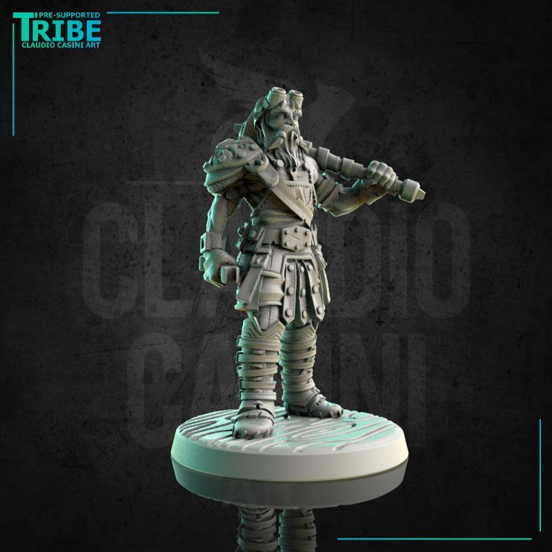 (0174) Male human tiefling firbolg half-orc elf  Artificer with a hammer and blacksmith's tools