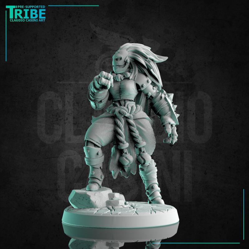 (0187) Female warforged monk shaolin with an iron punches
