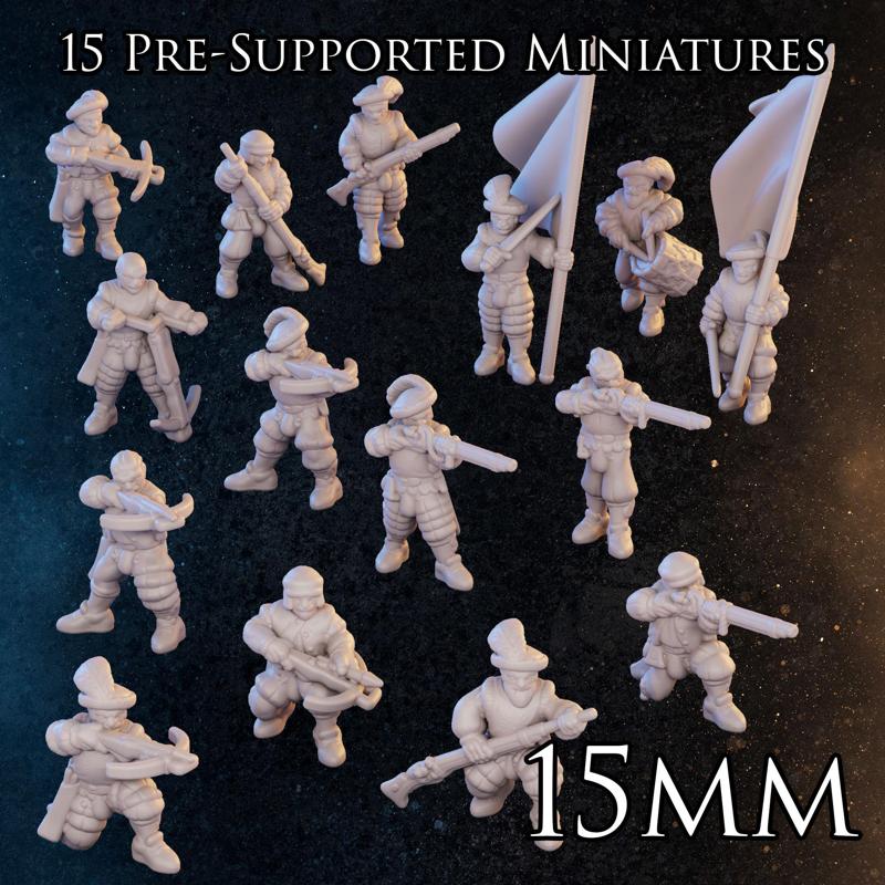 15mm - Landsknecht Marksmen - Pike & Shot