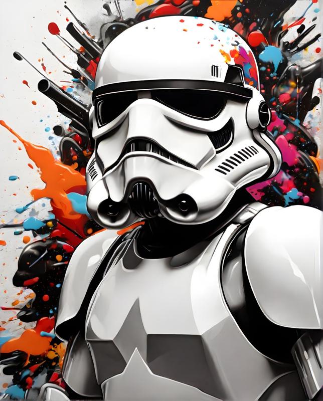 Stormtrooper Splatter Art (Fanart) - A HueForge and Leonardo AI Crafted Model
