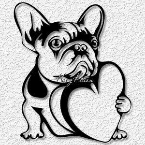 frenchie heart wall art french bulldog home decor