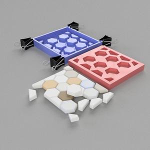 Mold for making a tile floor from plaster or cement.