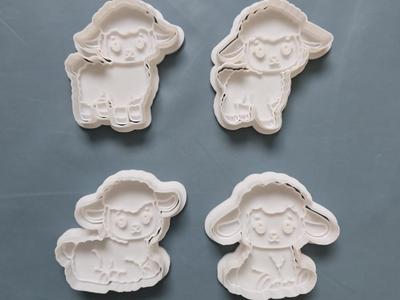 Cute Sheep Animal Cookie Cutter Playdoh Stamp Farm