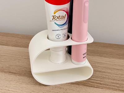 Holder for 2 Electric Toothbrushes and Toothpaste