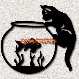 fish bowl kitty wall art cat with fishbowl wall decor
