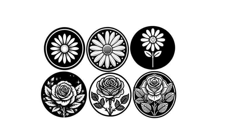 Leather Stamps 65mm Flowers #1 Daisies and Roses 