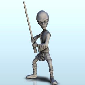 Alien master in position with sword (7) (+ pre-supported version & rounded base) - SF Warhordes ET extraterrest Confrontation