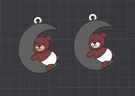 cute baby bear on moon keychain / necklace charm (free for commercial use)