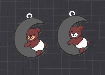 cute baby bear on moon keychain / necklace charm (free for commercial use)