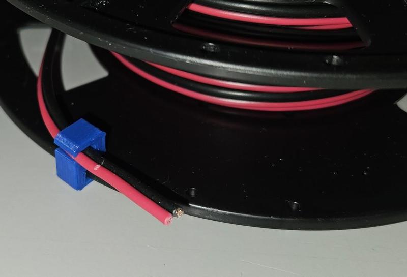 Cable reel wire clip for 2.2mm diameter wire.