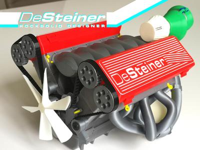 V10 Engine Turbocharged working belt driven Model (printer optimized)