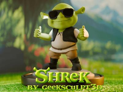 Shrek 3D-Printable Figurine with Thumbs Up