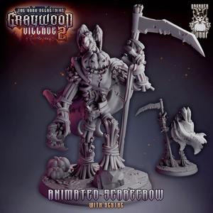 Animated scarecrow with scythe